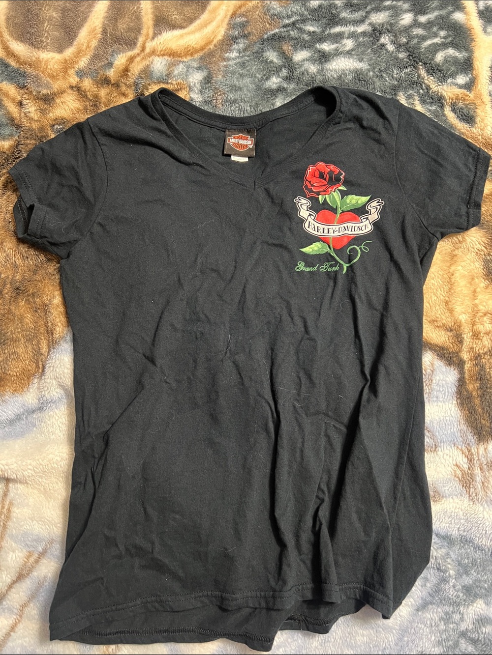 Harley-Davidson Black V-Neck Tee Grand Turk